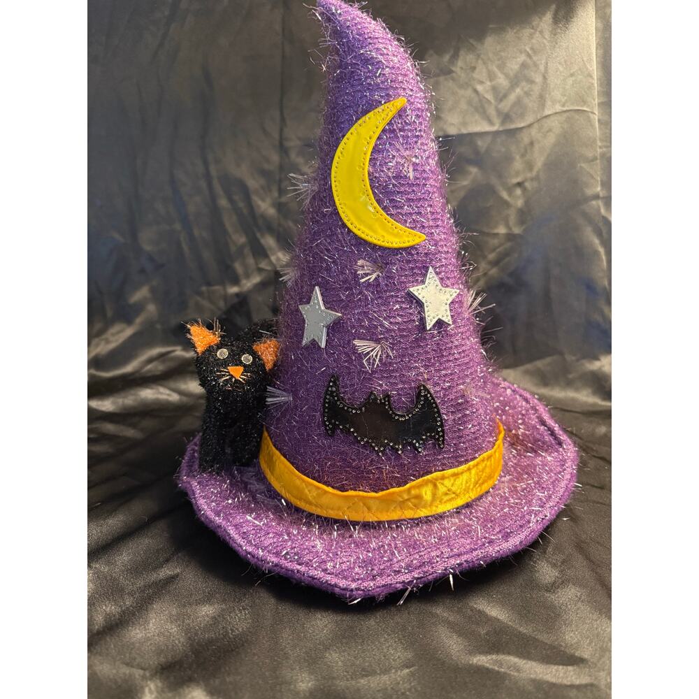 Vintage Y2K Halloween Fiber Optic Witch Hat 12" multicolor w instructions